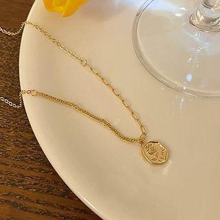 Rose Pendant Alloy Necklace Jml4909 - Gold - One Size