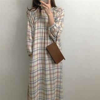 Side Slit 3/4-sleeve Midi Dress