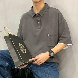 Oversize Elbow-sleeve Polo Shirt