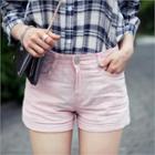 Flat-front Cuff-hem Shorts