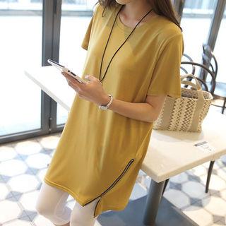 Short-sleeve Zip-hem T-shirt Dress