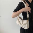 Faux Pearl Accent Shoulder Bag Off-white - One Size