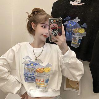 Cup Noodle Print Cropped Sweatshirt