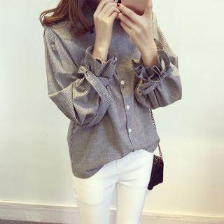Pinstripe Puff-sleeve Shirt