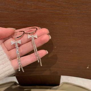 Bow Fringe Drop Earring 1 Pair - Silver - One Size
