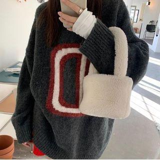 Lettering Jacquard Sweater Dark Gray - One Size