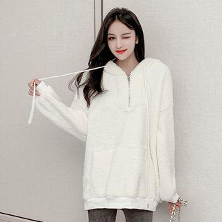 Long-sleeve Hooded Plain Fleece Top