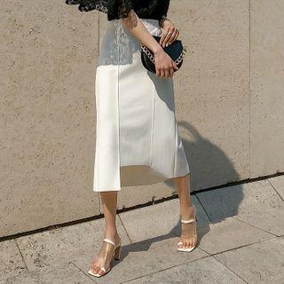 Cutaway-hem H-line Midi Skirt