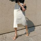 Cutaway-hem H-line Midi Skirt