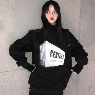 Turtleneck Print Sweatshirt