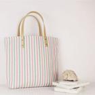 Pinstriped Canvas Tote Bag