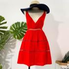 Sleeveless Plunge Mini A-line Sundress