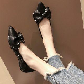 Rivet Bow-accent Pointed Flats