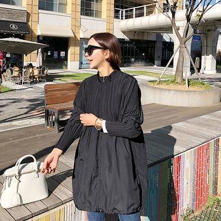 Crystal-pleat Long Zip Jacket