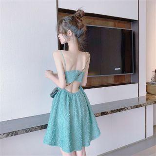 Spaghetti-strap Open-back Mini A-line Dress