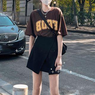 Lettering T-shirt / Mini A-line Skirt / Set