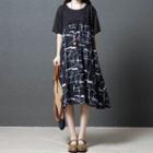 Short-sleeve Print Panel T-shirt Dress