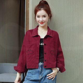 Long-sleeve Bat Printed Cropped Jacket