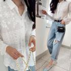 Scallop-edge Embroidered Shirt Ivory - One Size