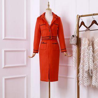 Set: Button Jacket + Midi Sheath Skirt