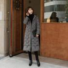 Hooded Duck Down Padded Coat With Sash