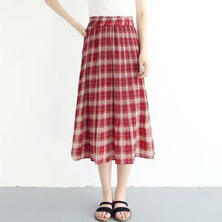 Plaid A-line Chiffon Skirt