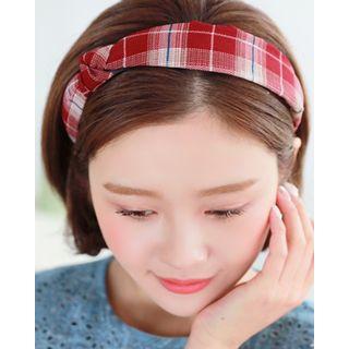 Knot Plaid Wide Hair Band