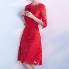 Crochet 3/4 Sleeve A-line Dress