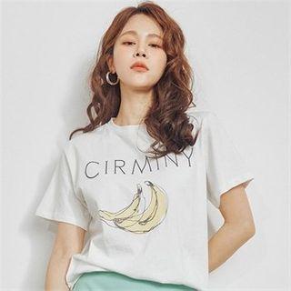 Banana Print Cotton T-shirt