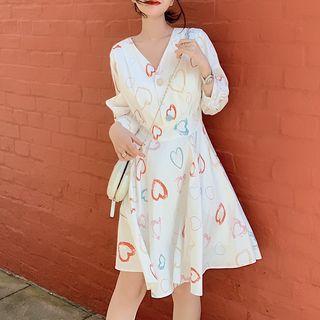 Long-sleeve Heart Pattern Blouse / Top / Dress