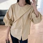Puff-sleeve Blouse Khaki - One Size