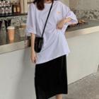 Short-sleeve Printed T-shirt / Split Hem Skirt