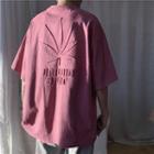 Short-sleeve Leaf Applique Back T-shirt