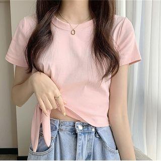 Tie Waist Short Sleeve T Shirt
