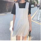 Set: Short-sleeve T-shirt + Mini A-line Pinafore Dress