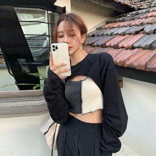 Paneled Cropped Tank Top / Cropped Pullover