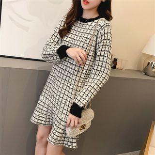 Long-sleeve Tweed Mermaid Dress