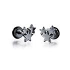 Fashion And Simple Plated Black 316l Stainless Steel Stud Earrings Black - One Size
