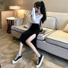 Long-sleeve T-shirt / Midi Slit A-line Skirt