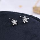 925 Sterling Silver Rhinestone Star Earring Es852 - 1 Pair - One Size