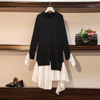Asymmetric Paneled Midi A-line Sweater Dress