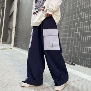 Two-tone Wide Leg Harem Pants