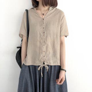 Short-sleeve Hooded Blouse