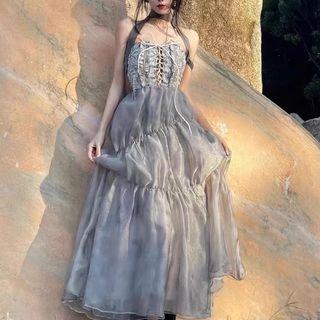 Strapless Sheer Maxi Dress