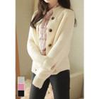 Mock-neck Raglan-shoulder Cardigan