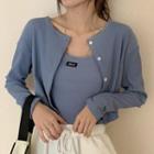 Plain Cropped Cardigan / Cropped Camisole Top