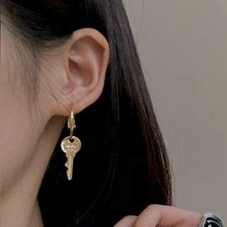 Alloy Key Dangle Earring 1 Pair - 925 Silver - Hoop Earring - One Size