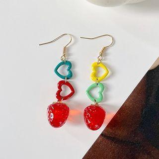 Heart & Strawberry Acrylic Dangle Earring