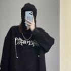 Rhinestone Letter Chain Sweatshirt Black - One Size