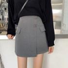 Asymmetric High-waist Plain Skirt